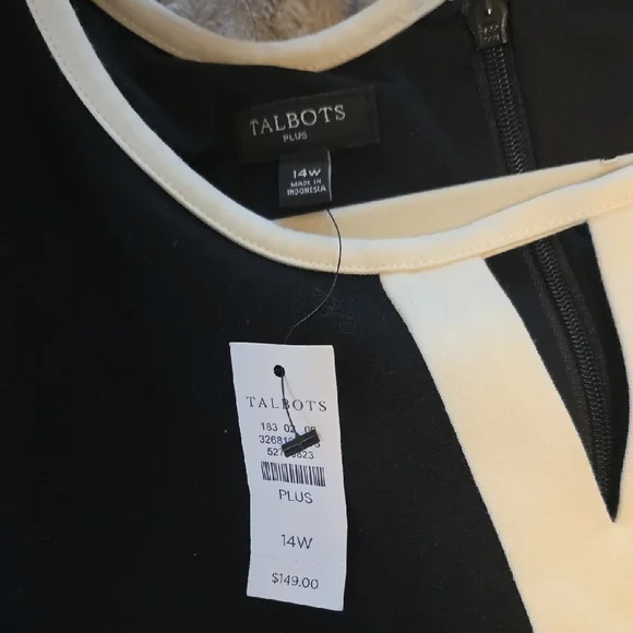 NWT Talbots Black Midi Dress with White Trim - Picture 3 of 5